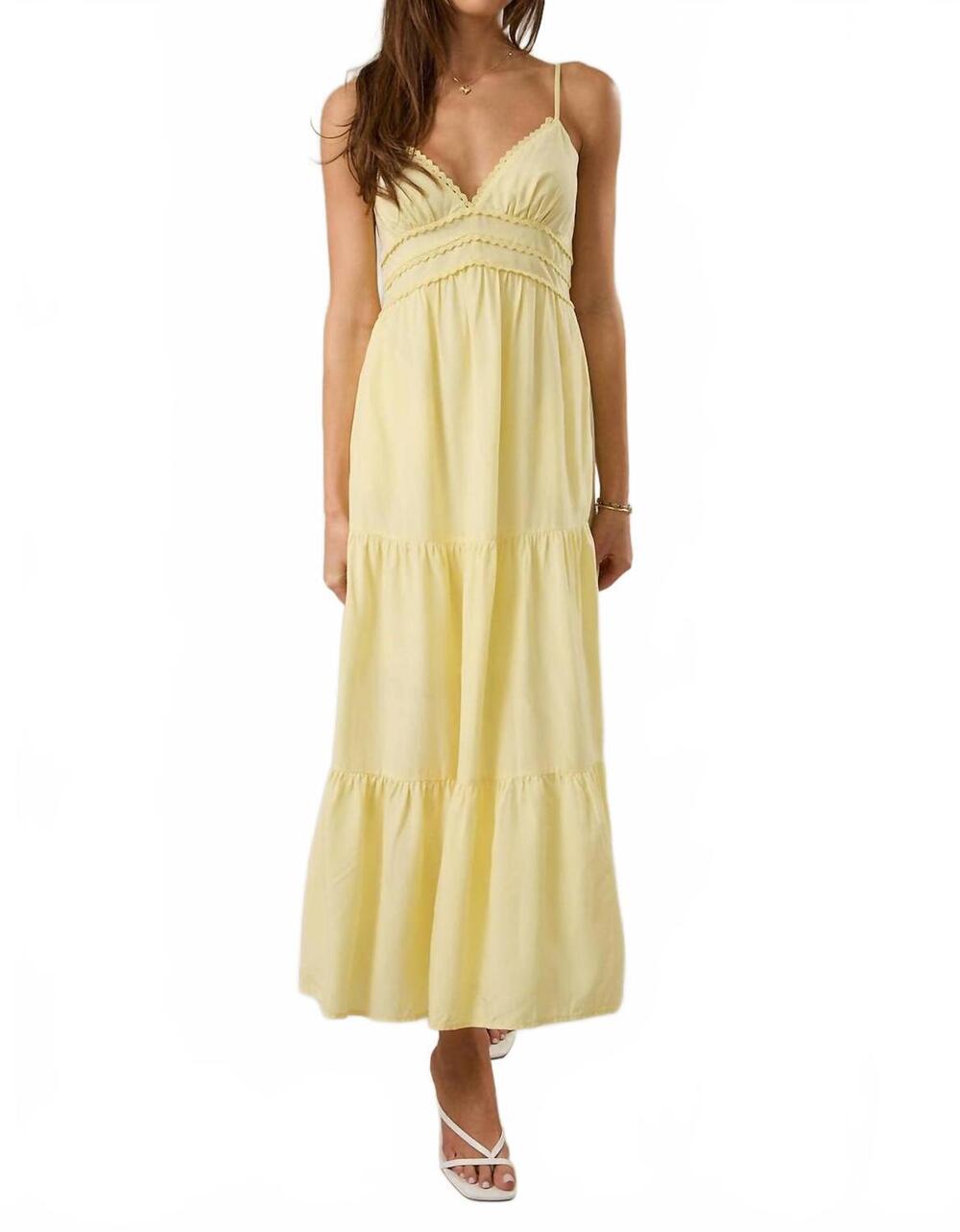 NEW SUNDAY EDITION lady lace trim maxi dress in lemon